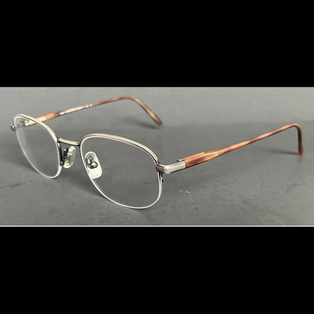Mens Hart Schaffner Marx ‘Pewter Twill” Metal Brown Eyeglasses 51-21-140